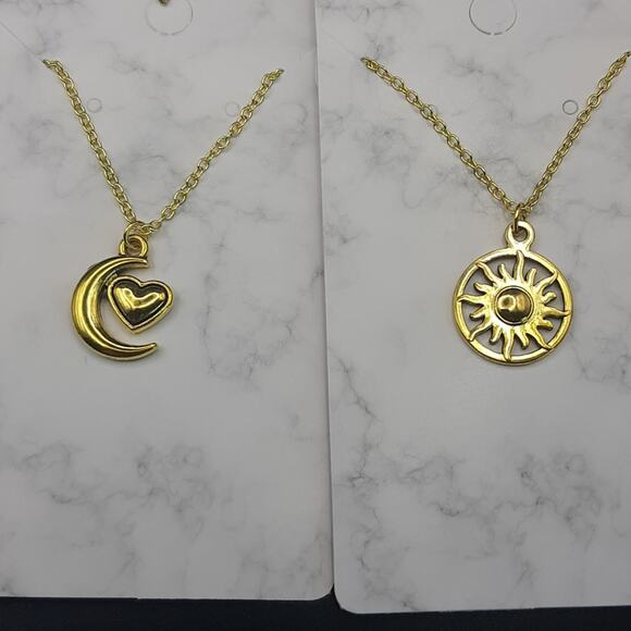 NWT 12 Pack Handmade Gold Plated Universe Sun Moon Star Cloud Necklace Set - Picture 8 of 8